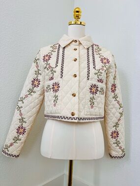 Christian Lacroix NWT Embroidered Quilted Cropped Jacket – Floral Statement